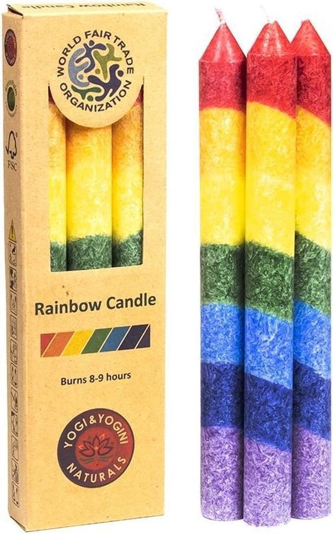 Regenboog Stearinekaars - Geurloos