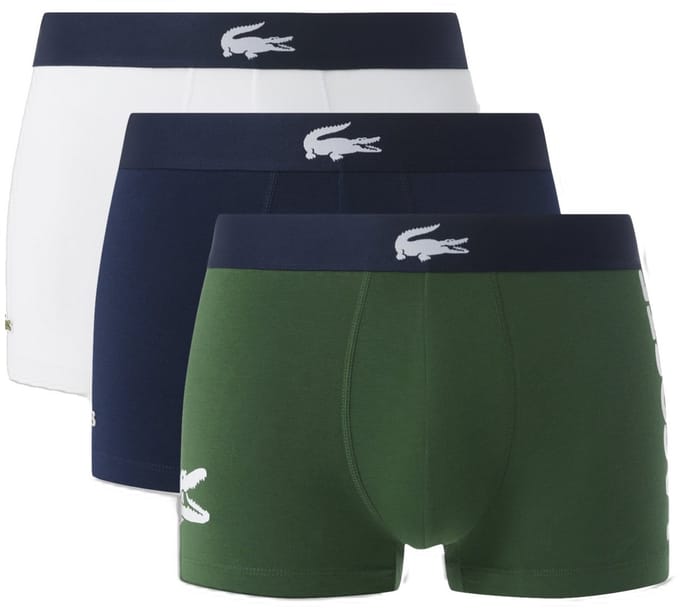 Lacoste Heren Boxershorts Trunks 3-Pack Groen/Donkerblauw/Wit - Maat M