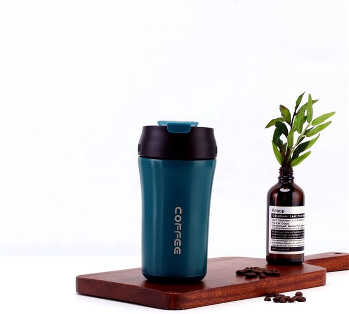 Hbs Rvs Thermosbeker - Drinkfles - Herbruikbare Koffiebeker - 420 Ml - Blauw