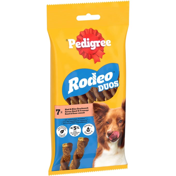 10x 7st Pedigree Rodeo Duos Rundvlees en Kaas Hondensnacks