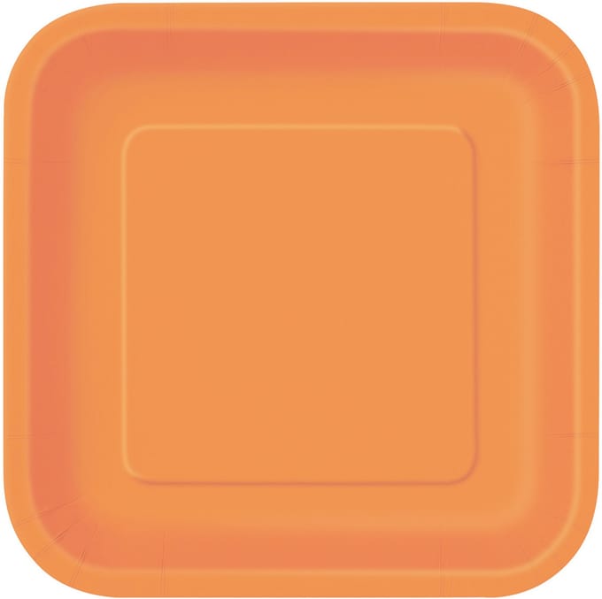 UNIQUE - Oranje vierkant borden 22 cm