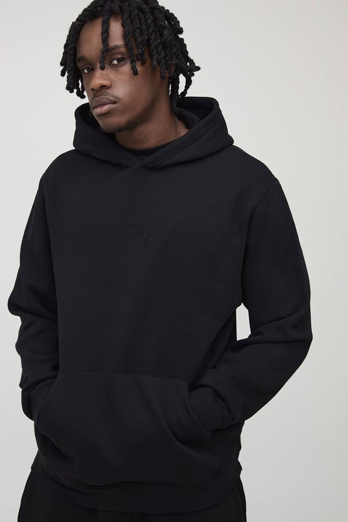 Tall Essential BM Signature Regular Fit Over the Head Hoodie | Black | Size Medium