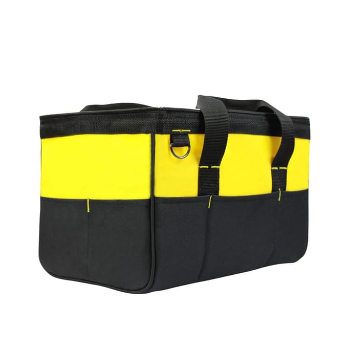 Sac à outils polyvalent en tissu Oxford, sac à fermeture éclair à large bouche, sac utilitaire multifonction avec transport Small yellow