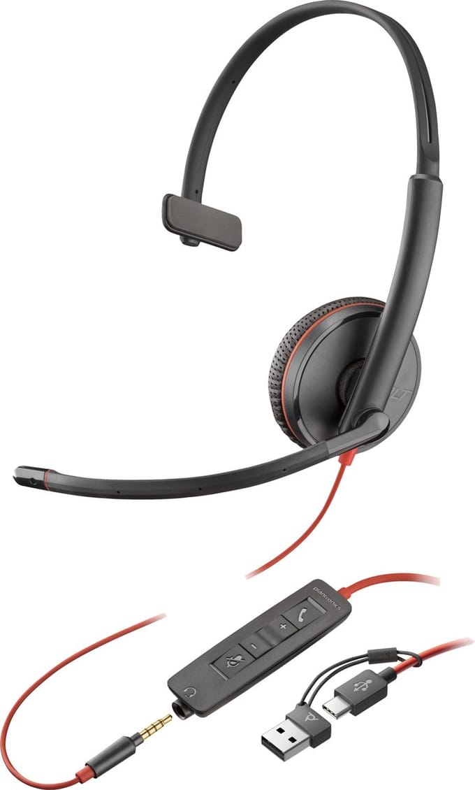 HP Poly Blackwire C3215 Over Ear headset Kabel Mono Zwart Ruisonderdrukking (microfoon) Headset, Volumeregeling, Microfoon uitschakelbaar (mute)