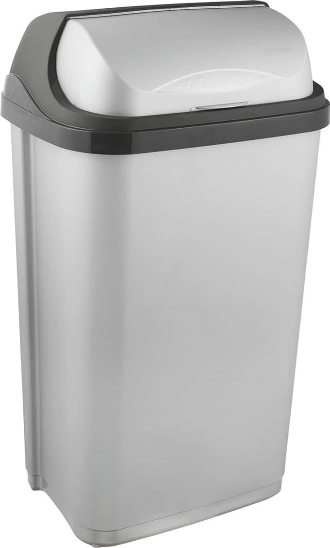 Afvalbak met Klapdeksel - 50 L - Zilver
