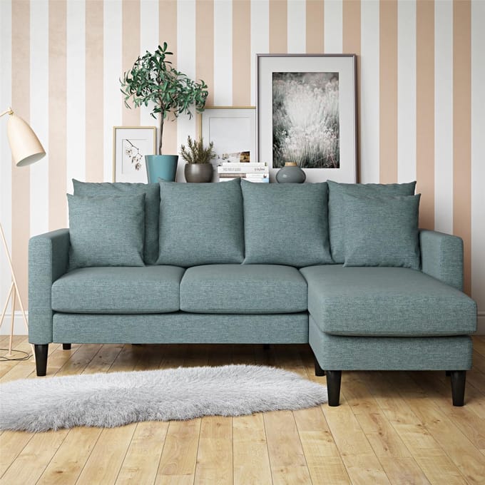 Forbin-Sofa 3-zits - Chaise Longue - Teal Linnen