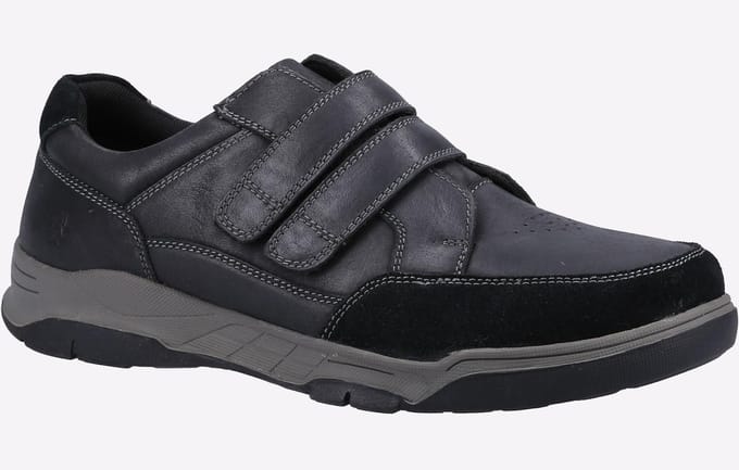 Hush Puppies Fabian Double Strap Leren Zwarte Heren Loafers