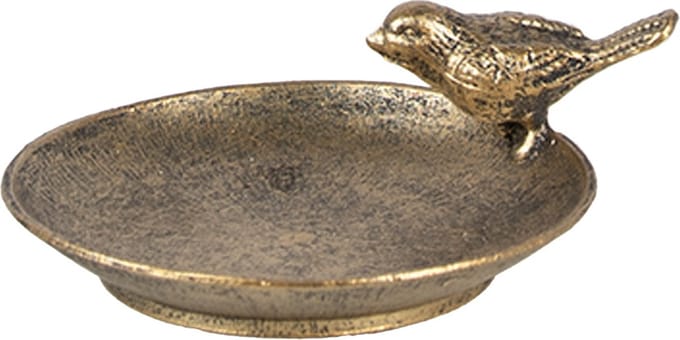 Clayre & Eef Decoratie schaal 10x9x4 cm Goudkleurig Metaal Vogel