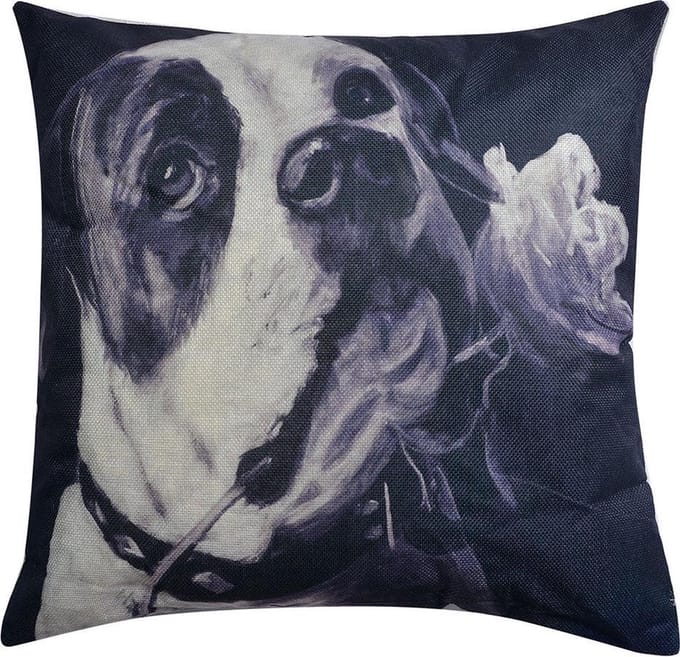 Clayre & Eef Sierkussen 43x43 cm Zwart Wit Synthetisch Hond