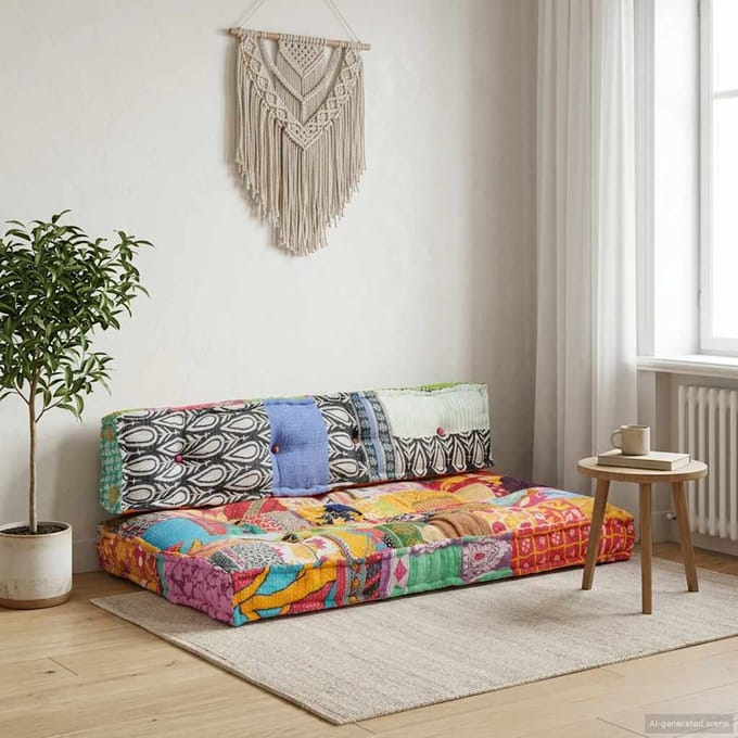 vidaXL - Bankkussen - pallet - stof - patchwork - meerkleurig