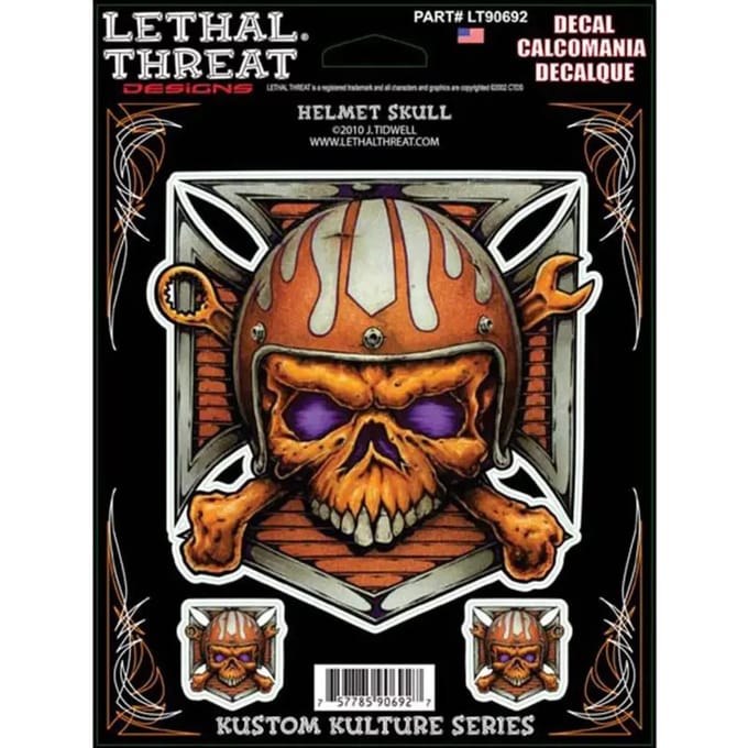 Motorfiets stickers Lethal Threat Helmet Skull Lt90692