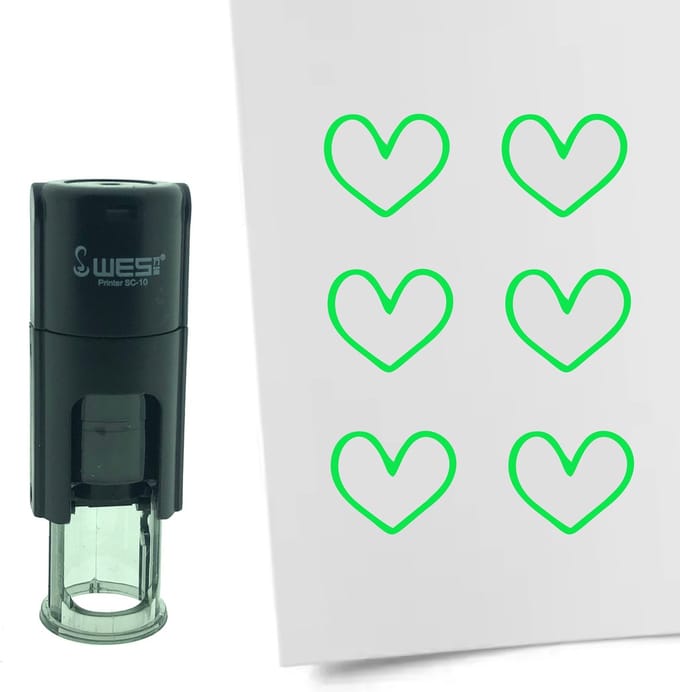 CombiCraft Stempel Open hartje 10mm rond - groene inkt