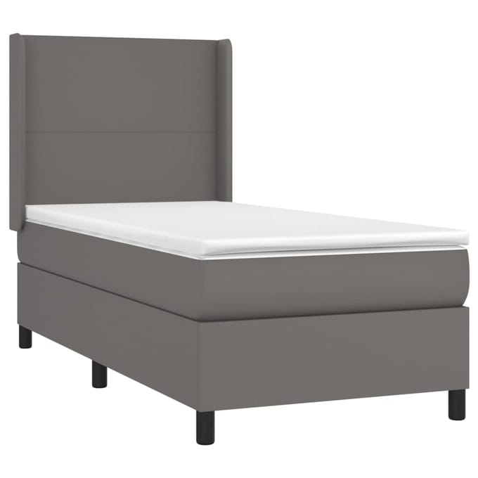 vidaXL - Boxspring - met - matras - kunstleer - grijs - 100x200 - cm