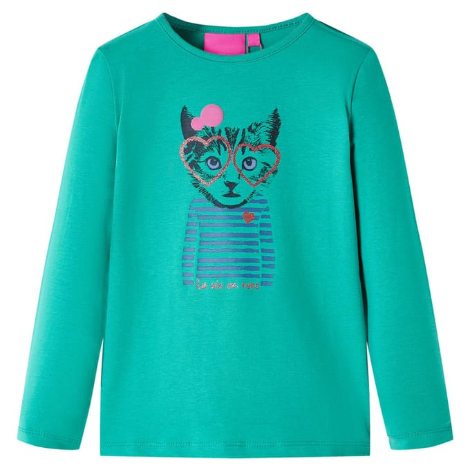 vidaXL - Kindershirt - met - lange - mouwen - 104 - felgroen