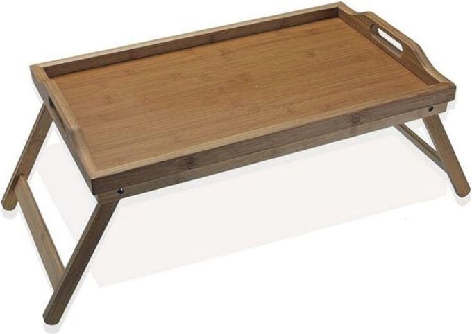 Bed Tafel – Opvouwbaar Dienblad Rechthoekig – Bamboe Hout – 50 x 30 x 23 cm