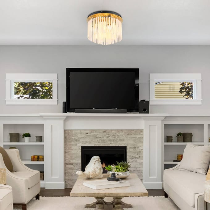 Globo Plafondlamp Gorley, wit/goud, glas, Ø 32 cm, 5-lamps, E14