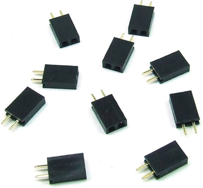 Header female 1x2 pitch 2,54mm 10 Stuks