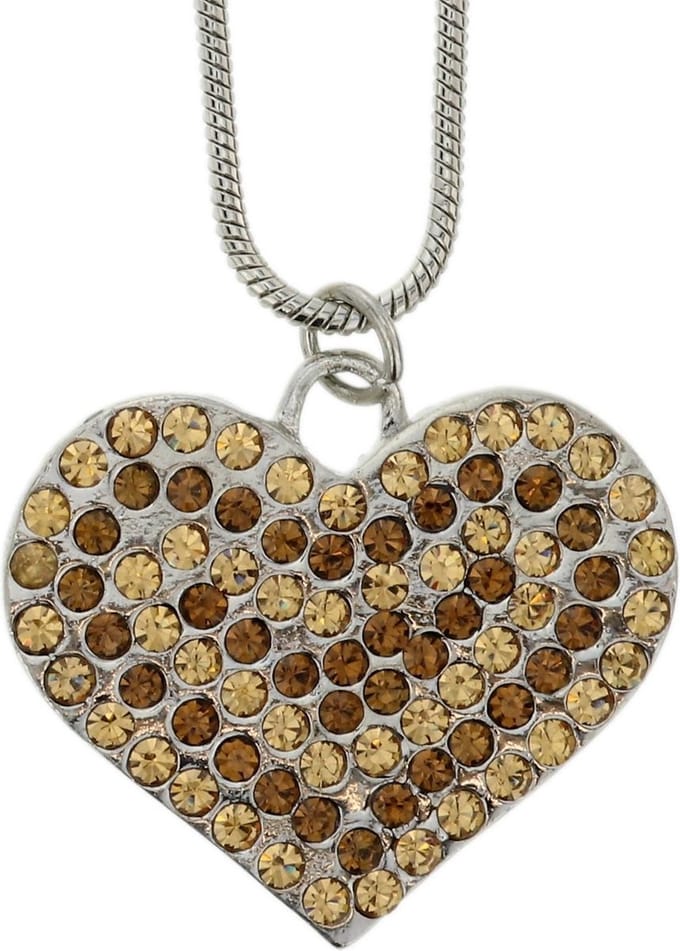 Behave® Korte Ketting - Bruine Hart Hanger - Nikkelvrij - Verstelbaar