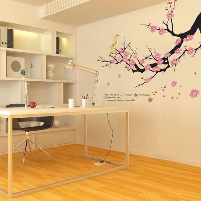 Kersenbloesem Muursticker - Cherry Blossom Wanddecoratie - Roze