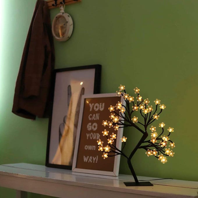 Simulatie Kersenboomlamp Ijzerkunst USB-schakelaar Nachtlampje Kerstvakantie Kamerdecoratie Tafel 48 lamp-USB cherry tree lamp white