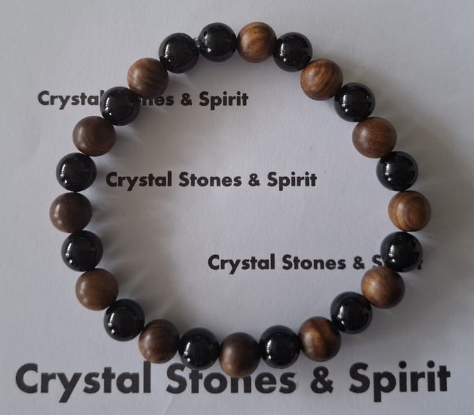 Armband Onyx / Palissander Hout 8 mm