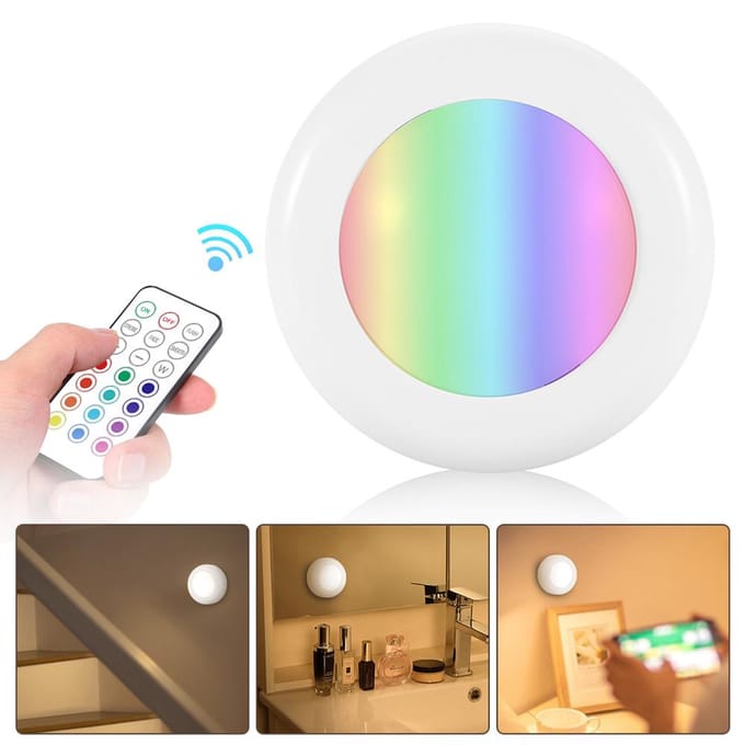 Tomshine DC5V 0,25W RGB LED Kastlamp Puck Lamp 3 * AAA Batterij Aangedreven Werking 6 Pakken white