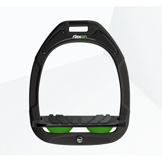 Zwart/zwarte/groene gekantelde grip stijgbeugels Flex-On Green Composite