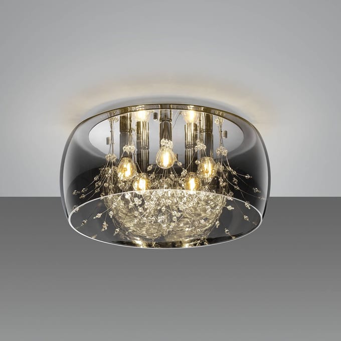 Trio Lighting Plafondlamp Crystel van glas, chroom, Ø 50 cm
