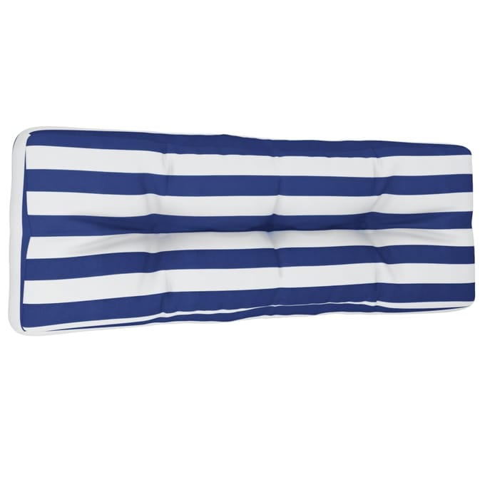 vidaXL - Palletkussen - 120x40x12 - cm - stof - gestreept - blauw - en - wit