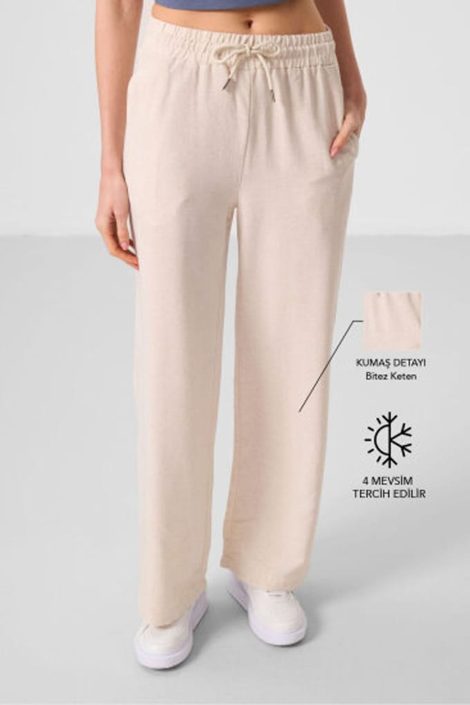 Mid-waist palazzo broek met koordjes