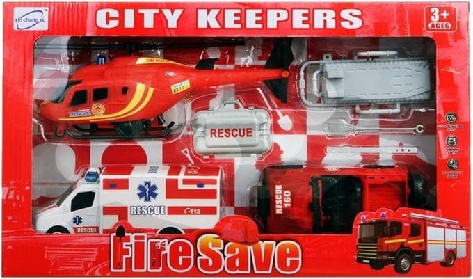 Jonotoys Brandweerset City Keepers 7-delig Rood