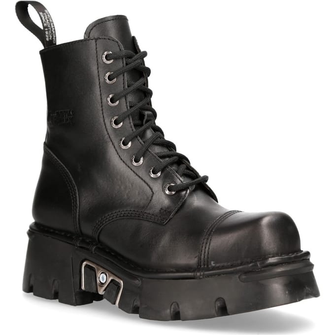 New Rock zwart lederen militaire bikerlaarzen - M-NEWMILI083-S19