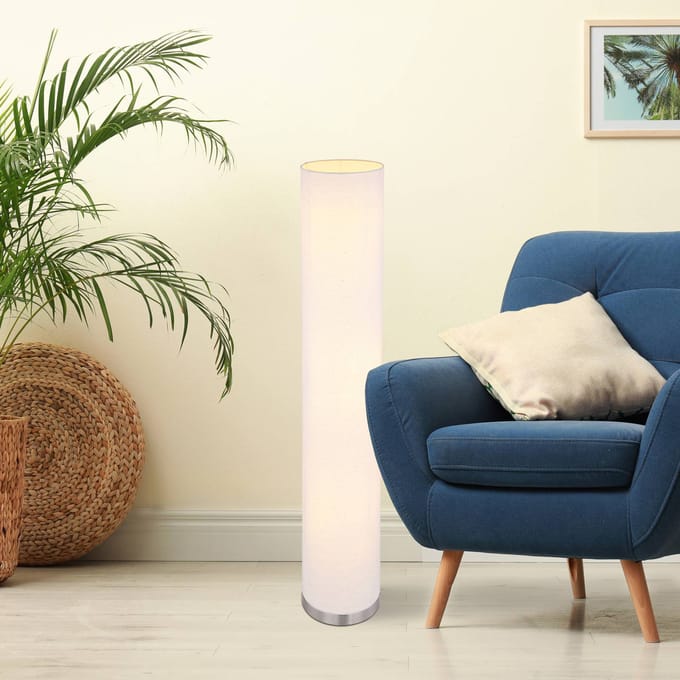 Globo Vloerlamp Ava, zandkleurige textiel-kap