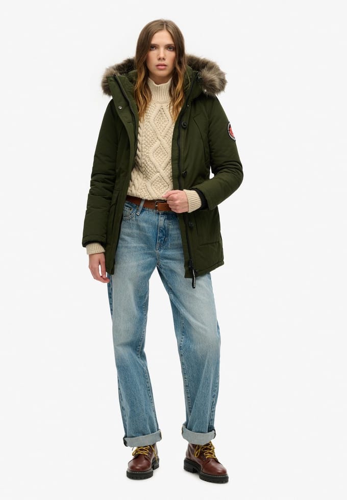 Superdry - Everest parka met capuchon van imitatiebont - Dames - Gewatteerde jassen