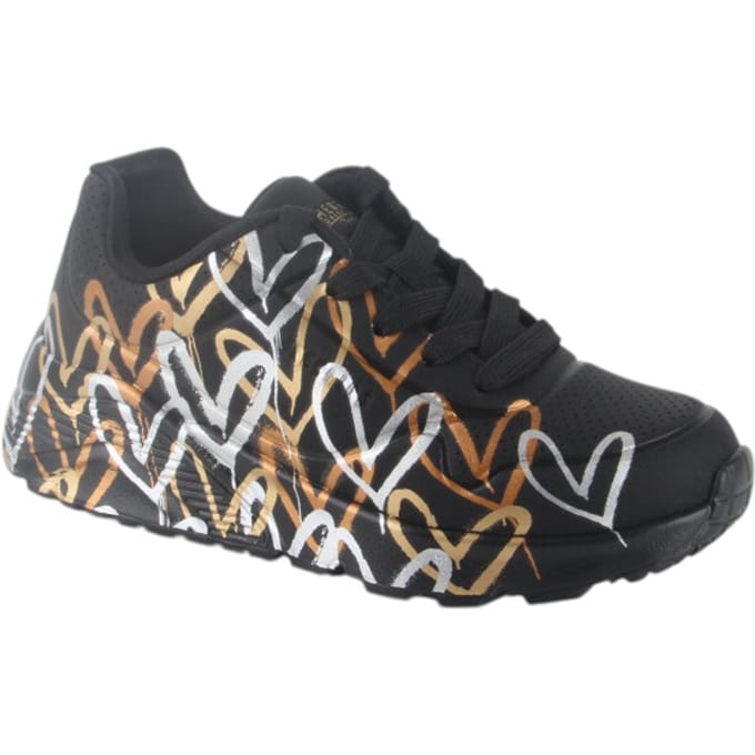Skechers Uno Lite - Metallic Love Meisjes Sneakers - Zwart/Goud