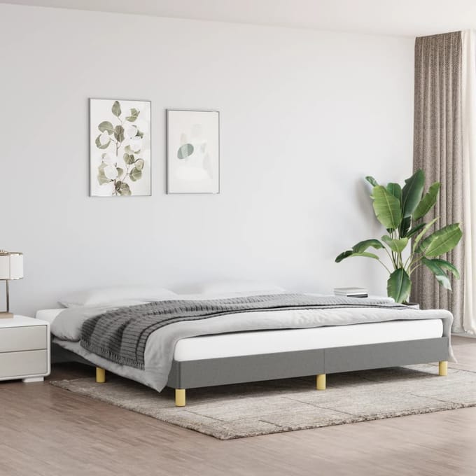 vidaXL - Bedframe - zonder - matras - stof - donkergrijs - 200x200 - cm