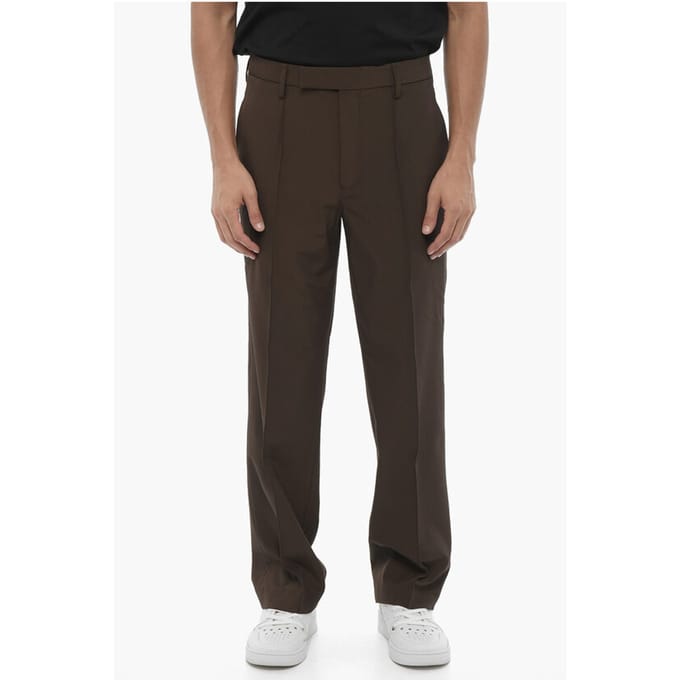 Slim fit broek van technische stof in bruin
