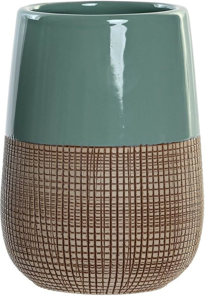 Items Badkamer tandenborstelhouder/drinkbeker - polystone - mintgroen - 7 x 11 cm - badkamer