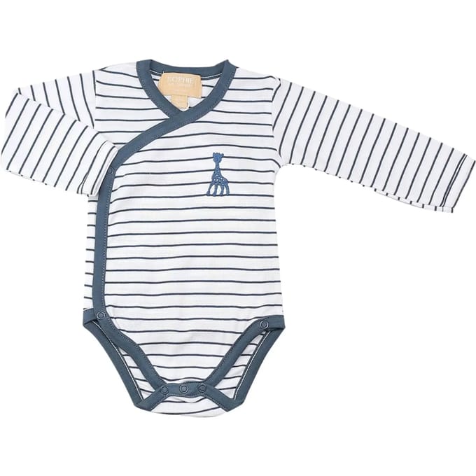 Sophie de giraf - overslag romper - wit met blauwe streep - 0 Maanden - 50cm