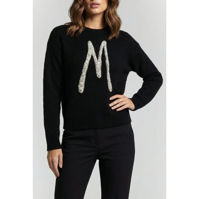 GUESS Marciano By  Sibilla Cn Logo Swtr Jet Black Taglia: L | Maglioni a maglia Outlet | Donna | Nero