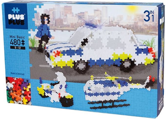 Plus-Plus Mini Politie Set - 3-in-1 - 480 stuks - Auto - Helicopter - Motor