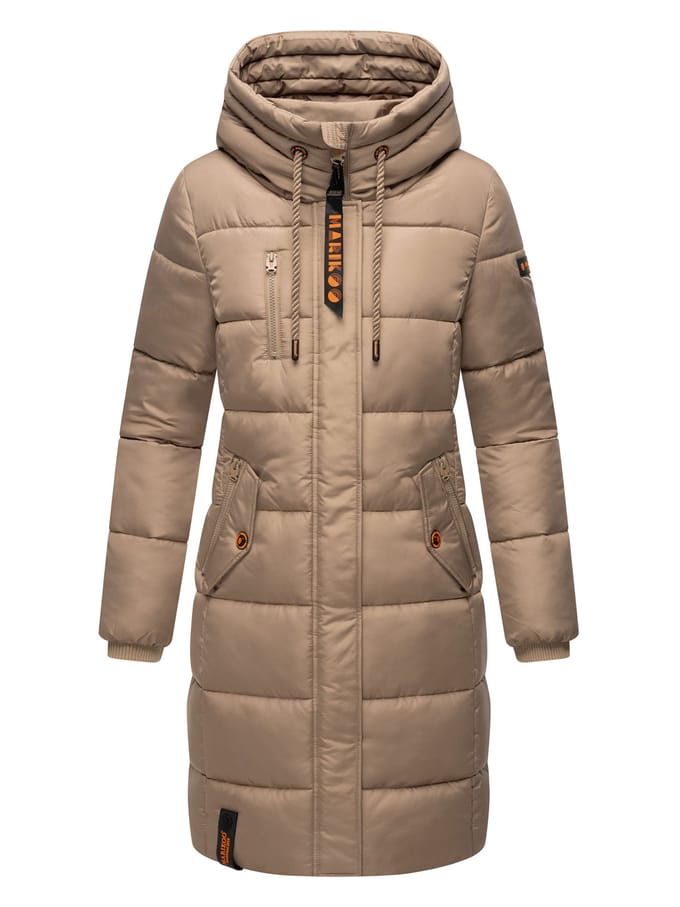 Marikoo dames winterjas – Lange gewatteerde jas met capuchon & zakken