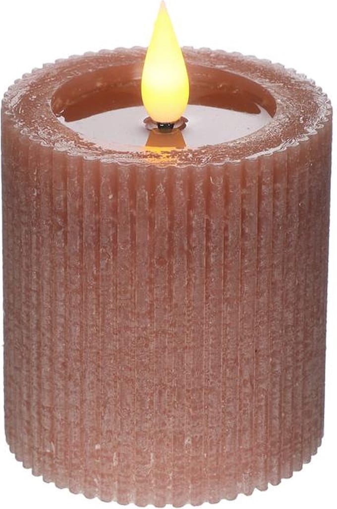 Ideas 4 Seasons - LED pilaarkaars klein - Mauve - Ø 7 cm x 7,5 cm