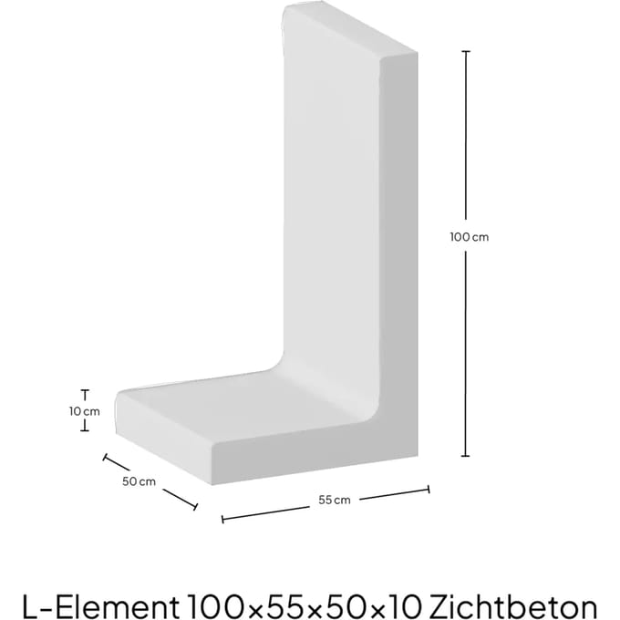 L-Element 100x55x50x10cm Zichtbeton