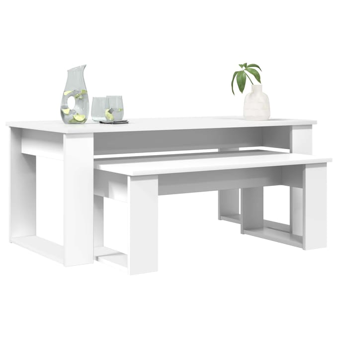 vidaXL - Koffietafel - Set - 2 - st - Wit - 100 - x - 50 - x - 42 - cm - Bewerkt - hout