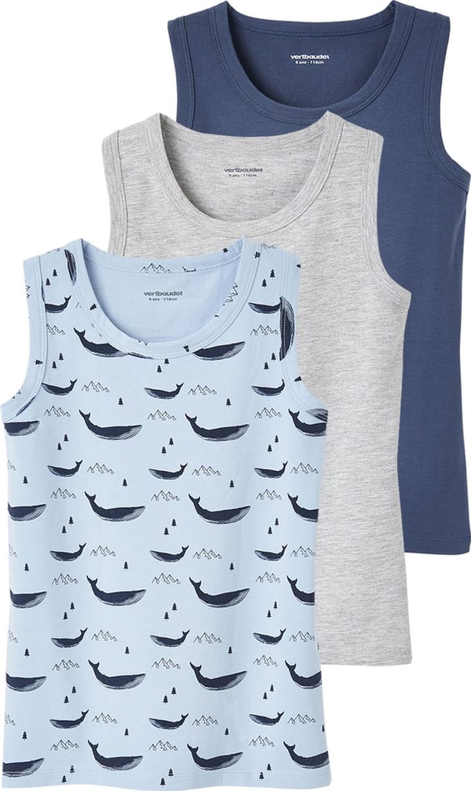 Vertbaudet Set van 3 tanktops jongens "walvissen"