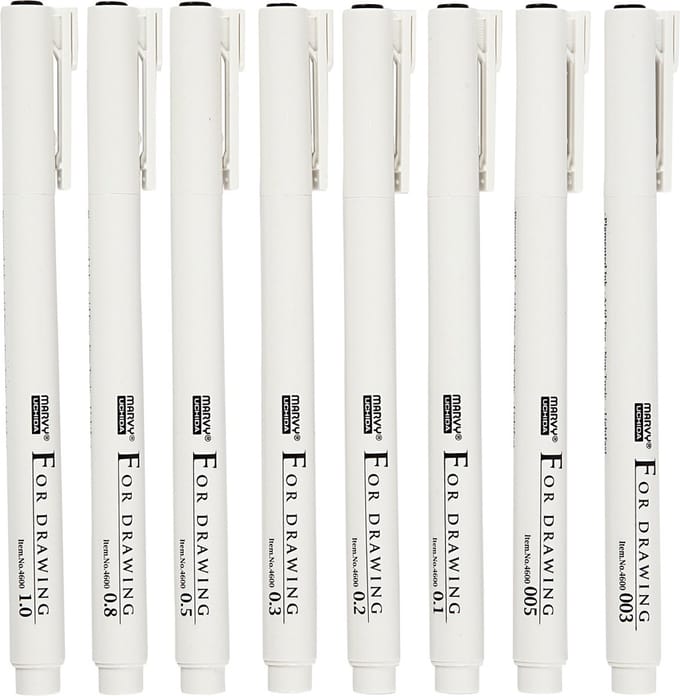 Creotime Fineliners 8 Stuks Zwart