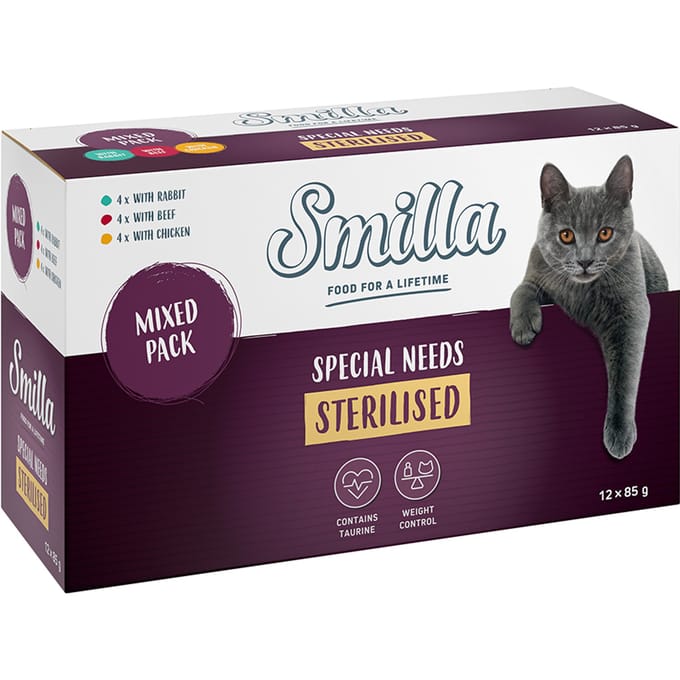 12x85g Sterilised Mix (Rund, Kip & Konijn) Fresh Pouch Smilla Kattenvoer