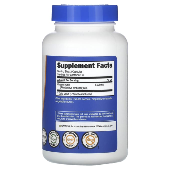 Nutricost, Amla, 1 000 mg, 120 gélules (500 mg par gélule)
