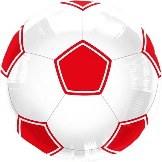 Folieballon - Voetbal - Rood, wit - Zonder vulling - 43cm